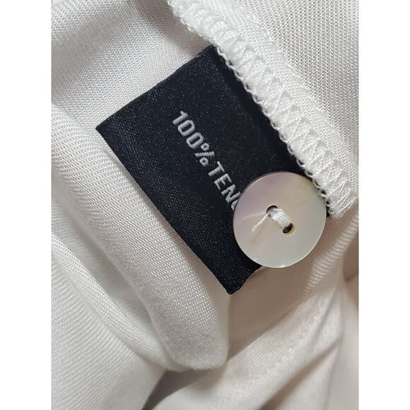 T&W Designs Womens White Tencel Collared Long Sleeve Button Down Casual Shirt XS - Picture 11 of 12